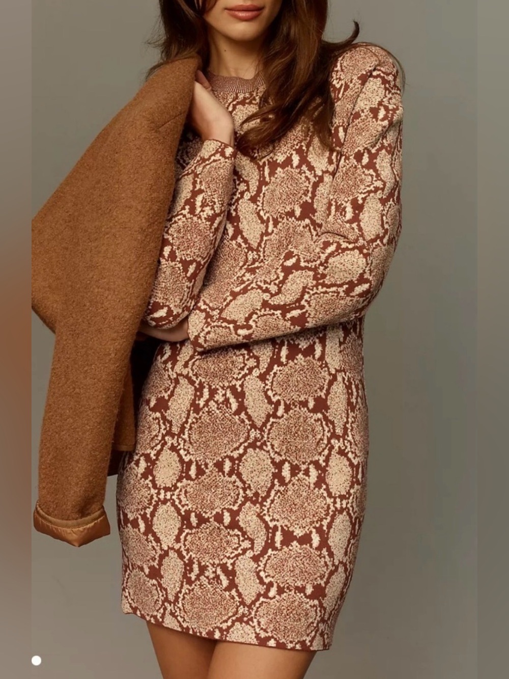 Simon Miller Women's brown and Cream Patterned Knit Dress